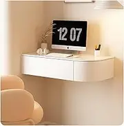 Wall Mounted Vanity Desk, Floating Desks for Wall with Drawers, Modern Simple White Bedroom Makeup Table for Small Dressing Room Left,31.5in/80cm