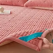 Velvet Mattress Topper Washable Anti-Slip Double Bed/Single Bed Mattress Protectors Soft Skin-Friendly Bed Sheet with Pillowcase Comfy Velvet Top Mattress Single/Double Size,Pink,120 * 200cm