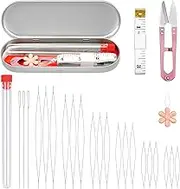 FIVEIZERO 21 Pieces Beading Needles Set, 6 Sizes Seed Beads Needles Big Eye, Collapsible Beading Needles Set for Jewelry Making