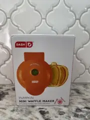 Dash • Mini Waffle Maker Pumpkin Shaped • 4" Cooking Surface-Non-Stick “NEW”