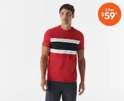 Tommy Hilfiger Men's Colourblock Nantucket Stripe Tee / T-Shirt / Tshirt - Primary Red