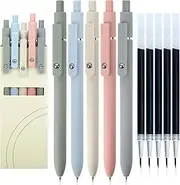 ZCOINS 5 Pcs 0.5mm Retractable Black Ink Gel Pens with Refills, Fine Point, Quick Dry, Smooth Writing, Japanese Rollerball Gel Pens for Journaling Nurse Office School Stationery Supplies Gifts