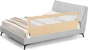 Baby Joy Bed Rails for Toddlers, 71'' Extra Long, Swing Down Guard w/ Safety Strap, Folding Bedrail Kids Twin, Double, Full Size Queen & King Mattress (71-Inch, Beige)