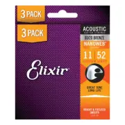 Elixir 16538 Nanoweb 80/20 11-52 3 Pack Custom Light