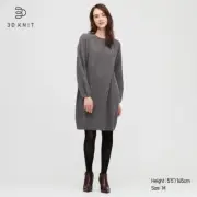 Uniqlo 3D Knit Lambswool Balloon sleeve dress Size XS DARK GREY Or BLACK