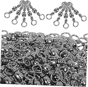 HANABASS Fishing Line Connector Saltwater ing Fishing Swivel Snap Swivel Fishing Line Swivel Clip Freshwater Curved Fishing Swivel Connector for Fishing High-Carbon Steel Black