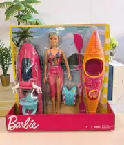 New BARBIE On The Go JET SKI Watercraft KAYAK Blonde Beach DOLL Play Set MILLIE