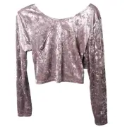 Charlotte Russe NWT Crushed Velvet Long Sleeve Open Twist Back Crop Top Large