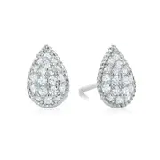 Sterling Silver Round Cut Cubic Zirconia Tear Stud Earrings
