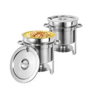 Soup Chafer 11QT Large Capacity Soup Chafer Sets of 2, Stainless Steel Round ...