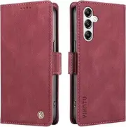 [YBFJCE] for Samsung Galaxy A14 5G Case with Card Holder, PU Leather Shockproof Durable Samsung Galaxy A14 5G Phone Case Wallet Case Protective Flip Folio Cover, Wine Red