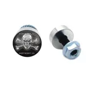 2 Polished Billet Skull & Crossbone License Bolts Motorcycle Custom Tag Screws