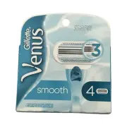 Gillette Venus Smooth 3 Razor Blade Refills 4 Cartridges New in Box