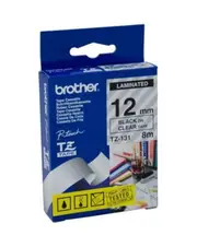 Brother TZe-131 / 12mm Black Text On Clear Laminated Labelling Tape - 8 Metres