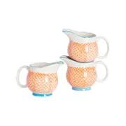 Nicola Spring 6 Piece Hand Printed Milk Jugs Set - Ceramic Porcelain Tea Coffee Cappuccino Pitchers - 300ml