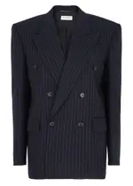 Saint Laurent Pinstriped Wool Blazer - Navy - 38 (UK10 / S) 38 (UK10 / S)