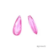 4 Cubic Zirconia Flat Pear Briolette Beads 6x12mm Pink #64499