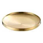 OUKEAI 韓系圓盤 304不鏽鋼 加厚雙層隔熱盤子 烤肉盤 家用菜盤碟子 金色餐盤 西餐盤