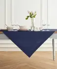 Solino Home Navy Tablecloth 52 x 52 Inch - Dru Cotton Linen Table Throw - Mac...