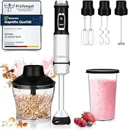 ZEEGMA Handy Chef Hand Blender 5-in-1 Multifunctional 1500 W, Nozzle Set: Purée Stick, Mixer, Whisk, Mixer, Mixer, Mixer, Mixer, Mixer, Food Processor 0.6 L, Container 0.8 L, Turbo Mode, Speed Control