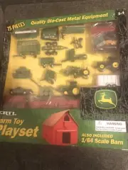 John Deere 75 Pieces Ertl Farm Toy Play set- 1:64 Includes Barn- New Sealed