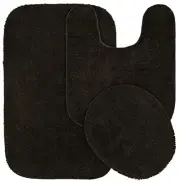Traditional Nylon Washable Chocolate 3 Piece Set - Lid, Contour, Bath Rug -