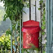 Mailbox Metal Iron Drop Box Creative Irregular Post Box Vintage with Lock and Key Parcel Box Outdoor Garden Suggestion Box (Color : Red)