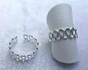 Adjustable Sterling Silver Loop Toe/Pinky/Finger Ring 925 - 170A6