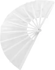 HYTROVE Tai Chi Fan Decoration Hand Fan Party Hand Fan Dance Fabric Fan Prop Decorative Hand Fans Sublimation Fans Decorative Folding Hand Fan Kung Fu Fan Dance Fan Plastic- White