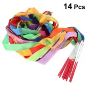 14 Pcs Sensory Rainbow Ribbon Fitness Kids Dancing Streamers Dance Props