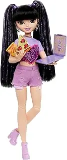​Barbie Dream Besties Doll and Accessories, Renee Posable Fashion Doll with Long Black Hair, 11 Video and Food Pieces