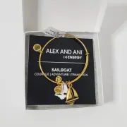 Alex And Ani Sailboat Bracelet Goldtone NWT and Box