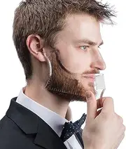 Beard Shaper & Shaping Tool for Men: Clear Curve & Step Cut Edge Guide for Trimming Mustache, Goatee, Neckline - Create Your Perfect Beard and Hairstyle