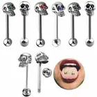 Stainless Steel Crystals Tongue Rings Piercing Ear Tragus Piercings Body Jewelry