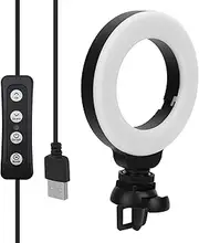 4 LED Light, Dimmable Circle Fill Lamp with Clip for YouTube Video, Makeup, Selfie, Photography, Live Streaming, 3 Light Modes & 3200‑6500K Color Temperature