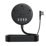 Flat Extension Cord 10 ft, Ultra Thin Flat Plug Power Strip with 4 USB Ports ...