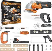 Pairez Toys Play Tools for Children Aged 3-5 Years Realistic Angle Grinder Wrench Hammer Screwdriver Pretend Play Tool Box Sets Learning and Building Technology