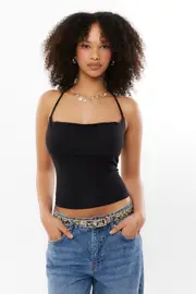 [Supré] Supré - Soft Cowl Neck Halter Top - Black L BLACK
