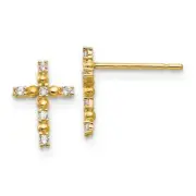 Madi K Kid's Post Earrings 14k CZ Children's Cross Back Closure, 10 mm