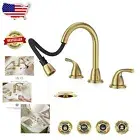 Durable Brushed Gold Bathroom Faucet with Easy Installation Pull Down Sprayer