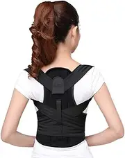 Corrector Back Correction Belt Women Men Shoulder Spine Orthotic Protective Adjustable Elastic Lumbar Support Trainer,Black-Medium,Black-Medium
