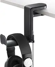 Headphone Stand Hanger, Under Desk Headset Holder Mount Hook for Gaming Earphone - Black Clamp Controller Compatible with Adjustable Space Save Multi-Function Also For Bag and Umbrella Great Xmas Gift