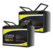 2 x 12V 100Ah Lithium Battery 2000 Cycle Standard Size 306x171x210mm Replace SLA