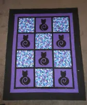 Cats & Butterlies Patchwork Quilt 57" x 45" Handmade
