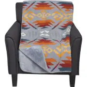 NWT Pendleton Denim Blue/Gold COYOTE BUTTE SHERPA/FLEECE Throw Blanket 50" x 70"
