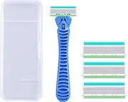 ChioSun Women's Razor, 3 Razor Blade Refills, Face Razors for Women, Sharp and Skin Friendly, Designed for Armpit and Pubic Hair (Blue)