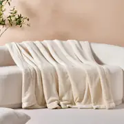 Serene Hudson Fleece and Sherpa Reverse Throw Blanket Cream