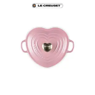 【Le Creuset】琺瑯鑄鐵鍋愛心鍋 20cm(薔薇-心型淡金頭-內鍋白)