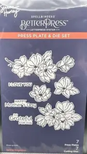 Spellbinders BetterPress Press Plate & Die Set - Spring Magnolias, BP-157 floral