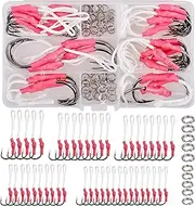Fishing Assist Jigging Hooks Kit - 86PCS Stainless Steel Assist Hooks with PE Line line Split Ring Lure Connector Jigging Hooks Fishing Hooks